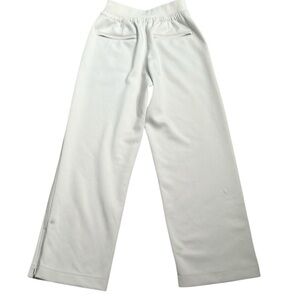 Athleta Cream Wide Leg Pants ankle zip elastic waist size 6